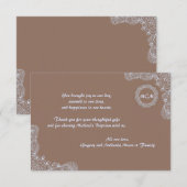 Carte de remerciements de monogramme de dentelle (Devant / Derrière)