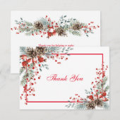 Carte de remerciements De Noël Aux Baies Rouges (Devant / Derrière)