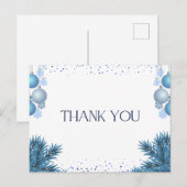 Carte de remerciements de Noël bleu moderne (Devant / Derrière)