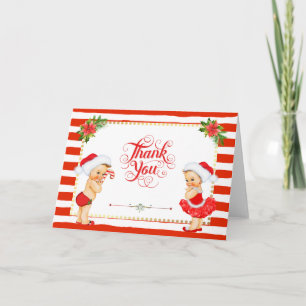 Carte de remerciements de Noël de rayure de sucre