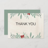 Carte de remerciements de Noël Festif Vert et Roug (Devant / Derrière)