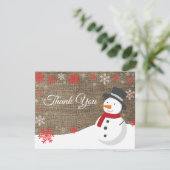 Carte de remerciements de Noël Snowman (Debout devant)