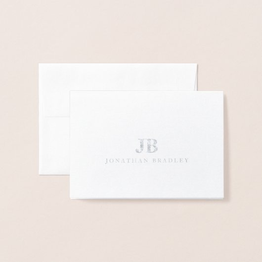 Carte de remerciements de nom de monogramme à deux (Devant avec enveloppe)