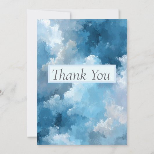 Carte de remerciements de nuages peints en bleu et (Devant)