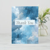 Carte de remerciements de nuages peints en bleu et (Debout devant)
