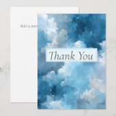 Carte de remerciements de nuages peints en bleu et (Devant / Derrière)