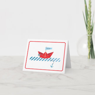 Carte de remerciements de papier du bateau |