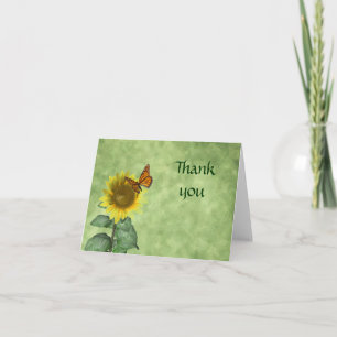 Carte de remerciements de papillon et de tournesol