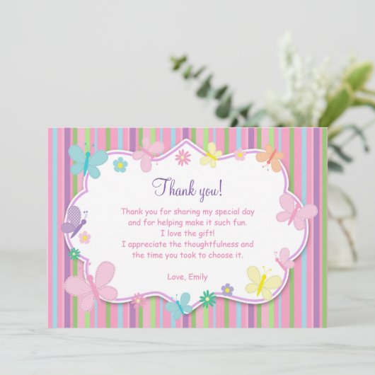 Carte de remerciements de papillons (Debout devant)