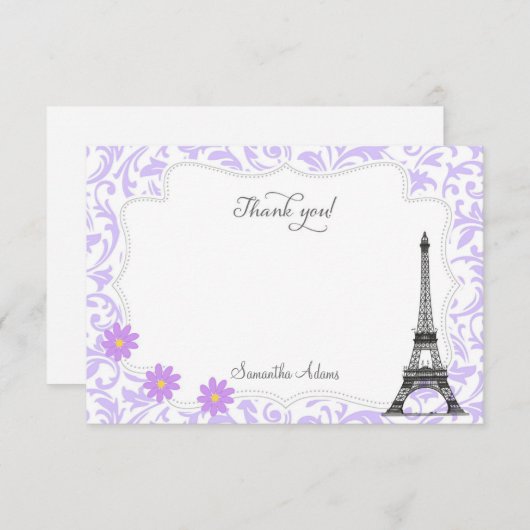 Carte de remerciements de Paris (pourpre) (Devant / Derrière)