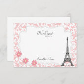 Carte de remerciements de Paris (rose) (Devant / Derrière)