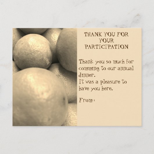 CARTE DE REMERCIEMENTS DE PARTICIPATION AU DÎNER (Devant)