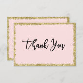 Carte de remerciements de Parties scintillant rose (Devant / Derrière)