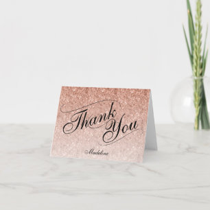 Carte de remerciements de Parties scintillant rose