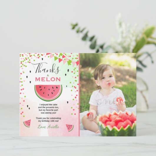 Carte de remerciements de pastèque Un dans un melo (Debout devant)