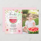 Carte de remerciements de pastèque Un dans un melo (Devant / Derrière)