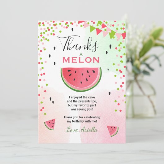 Carte de remerciements de pastèque Un dans un melo (Debout devant)