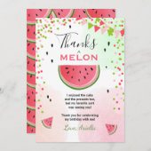 Carte de remerciements de pastèque Un dans un melo (Devant / Derrière)