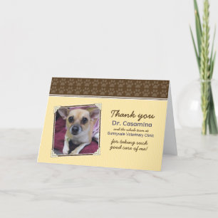 Carte de remerciements de pattes pour le vétérinai