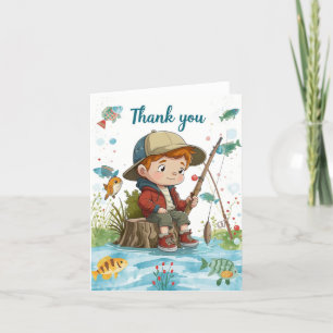 Carte de remerciements de pêche avec pêche avec ga