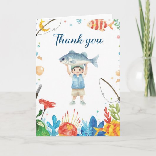 Carte de remerciements de pêche avec pêche avec ga (Devant)