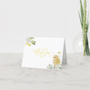 Carte de remerciements de petit Baby shower jaune