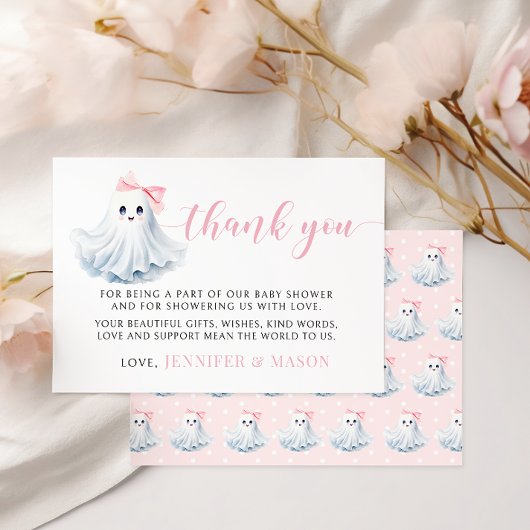 Carte de remerciements de petit Baby shower rose
