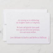 Carte de remerciements de photo de baptême de (Dos)