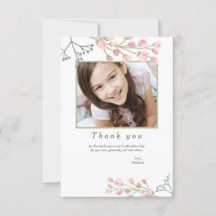 Carte de remerciements de photo florale rose doux