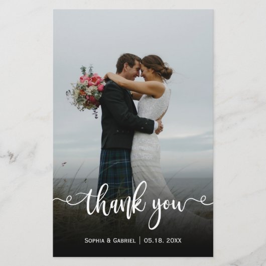 Carte de remerciements de photo Mariage du budget (Devant)
