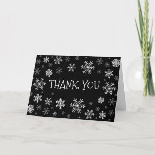 Carte de remerciements de pliage hivernal noir et