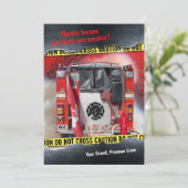 Carte de remerciements de pompier de camion-pompie (Debout devant)