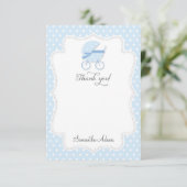 Carte de remerciements de poussette de bébé (bleu) (Debout devant)