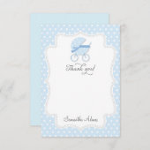 Carte de remerciements de poussette de bébé (bleu) (Devant / Derrière)