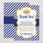 Carte de remerciements | de prince baby shower (Devant / Derrière)