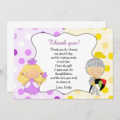 Carte de remerciements de princesse et de (Devant / Derrière)