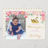 Carte de remerciements de princesse Pink Floral de (Devant / Derrière)