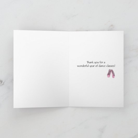 Carte de remerciements de professeur de danse (Intérieur)