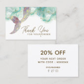 carte de remerciements de queue de mermaid (Devant / Derrière)