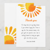 Carte de remerciements de rayons solaires aquarell (Devant / Derrière)