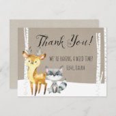 Carte de remerciements de région boisée d'hiver (Devant / Derrière)