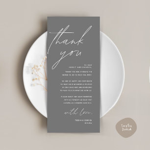 Carte de remerciements de réglage minimaliste du M