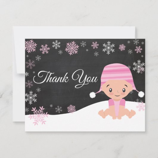 Carte de remerciements de rose de flocon de neige (Devant)