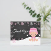 Carte de remerciements de rose de flocon de neige (Debout devant)