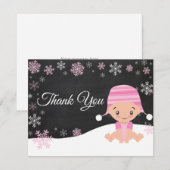Carte de remerciements de rose de flocon de neige (Devant / Derrière)