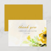 Carte de remerciements de rose jaune (Devant / Derrière)