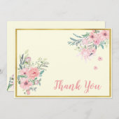 Carte de remerciements de roses blanches délicates (Devant / Derrière)