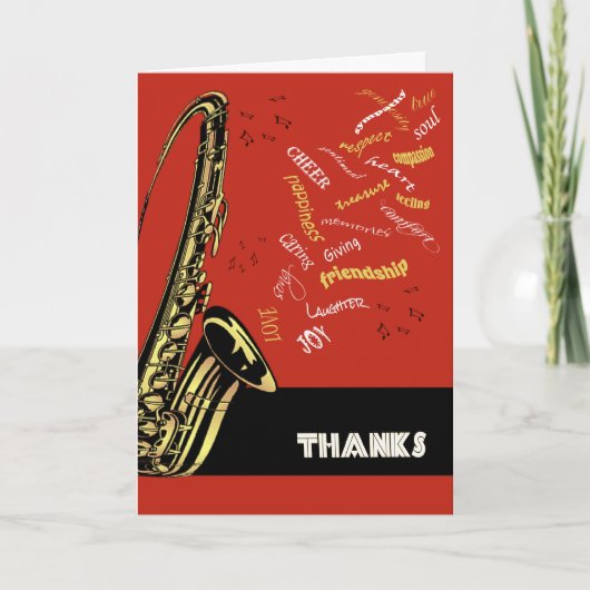 Carte de remerciements de saxophone de jazz (Devant)