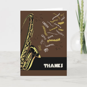Carte de remerciements de saxophone de jazz