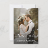 carte de remerciements de script blanc Mariage 2 p (Devant)